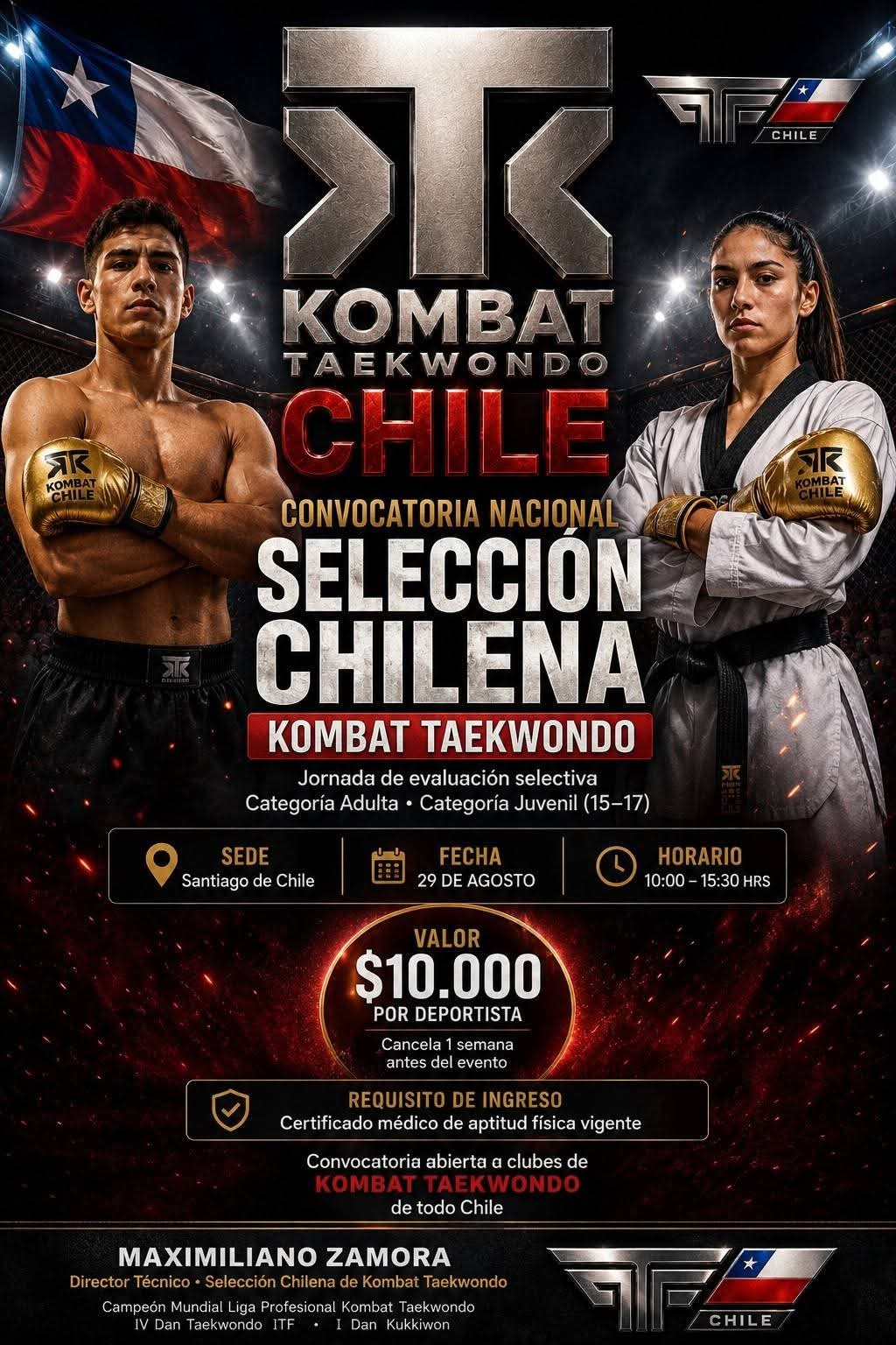CONVOCATORIA PARA LA FORMACION DE LA SELECCION NACIONAL DE KOMBAT TAEKWONDO CHILE