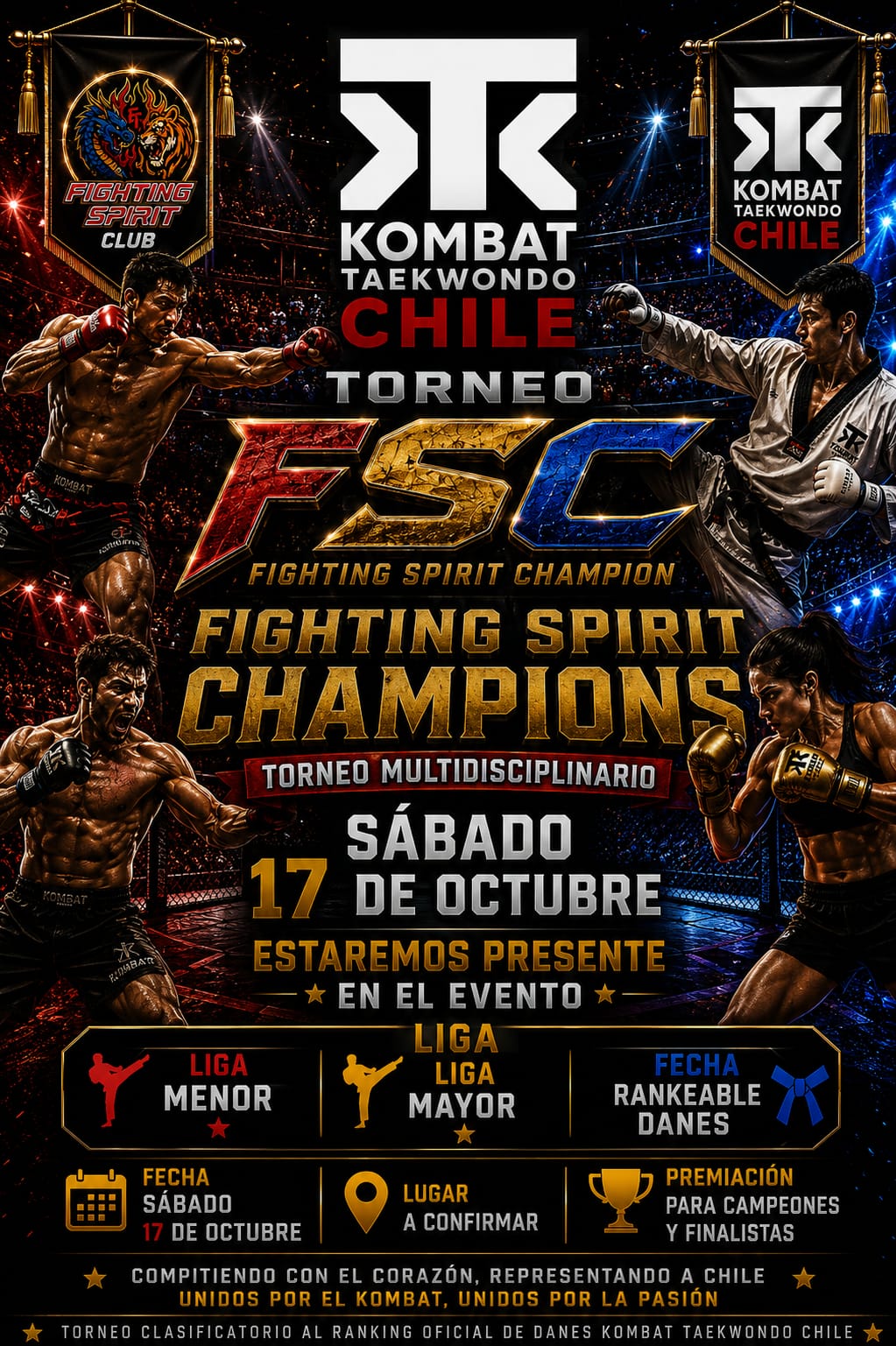 Kombat Taekwondo Chile dice presente en el Fighting Spirit Chanpions Santiago 2026